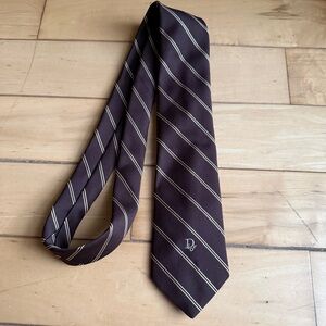 Vintage Christian Dior Foleys NEW YORK PARIS Silk Blend Brown  Cream Stripes Tie